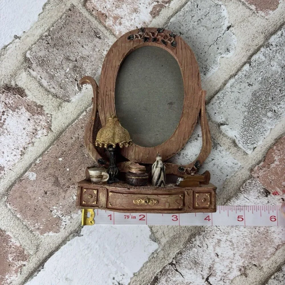 VTG VICTORIAN DRESSER VANITY PICTURE FRAME TABLE OLD WOODEN COLLECTORS